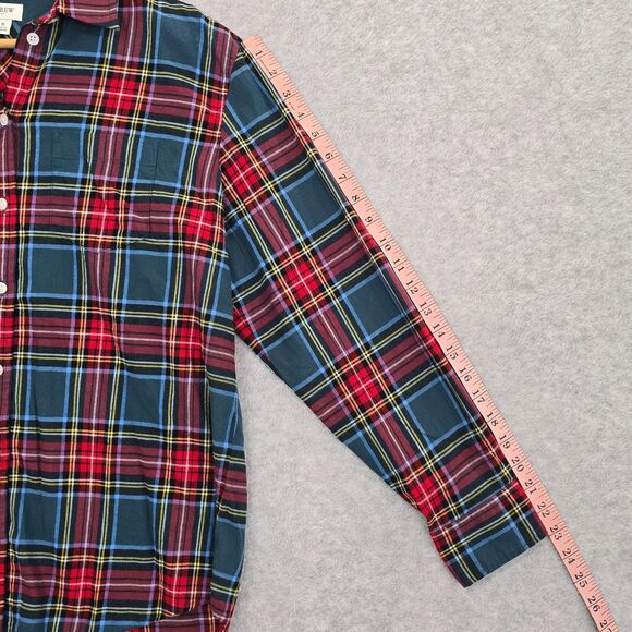 J.Crew Womens S Warm Spruce Multicolor Plaid Cotton Long Sleeve Flannel Shirt - Picture 8 of 8
